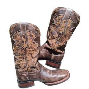 Icy Denver Men's 8.5 Cowboy Boots Brown Leather Rubber Soles Work Excellent Cond
